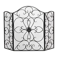 Black Metal Traditional Fireplace Screen, 36" x 49" x 1"
