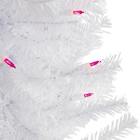 3ft. Pre-Lit Woodbury White Pine Slim Artificial Christmas Tree, Pink Lights
