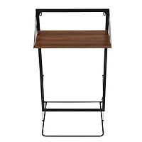Honey Can Do Black & Walnut Collapsible Wall-Mounted Hamper with Bag and Shelf