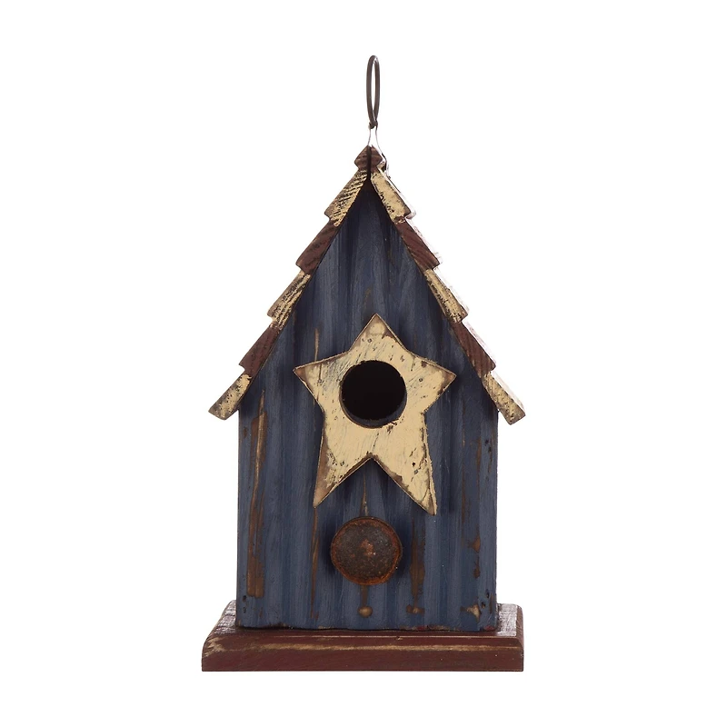 Glitzhome® 9" Solid Wood & Metal Rustic Style Birdhouse