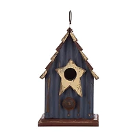 Glitzhome® 9" Solid Wood & Metal Rustic Style Birdhouse