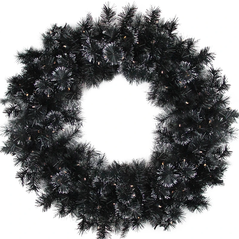 36" LED Black Bristle Artificial Christmas Wreath