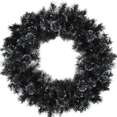 36" LED Black Bristle Artificial Christmas Wreath