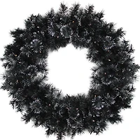36" LED Black Bristle Artificial Christmas Wreath