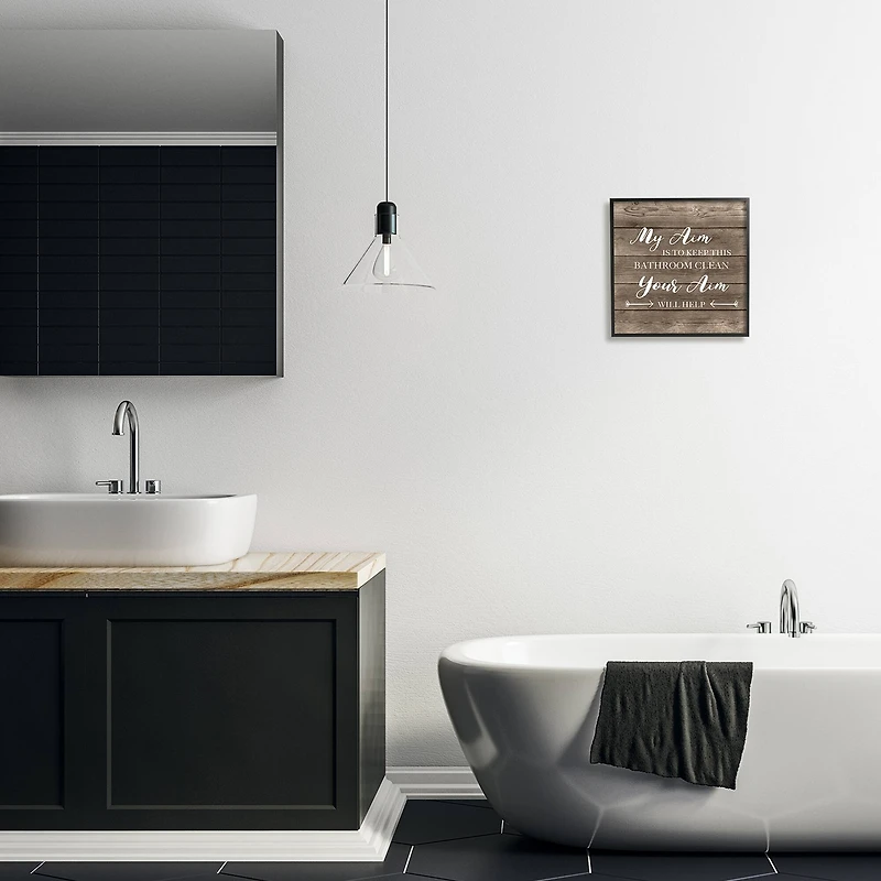 Stupell Industries Your Aim Toilet Cleanliness Funny Framed Giclee Art