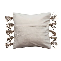 Hello Honey® Boho Embroidery & Tassels Woven Jute & Cotton Throw Pillow Cover