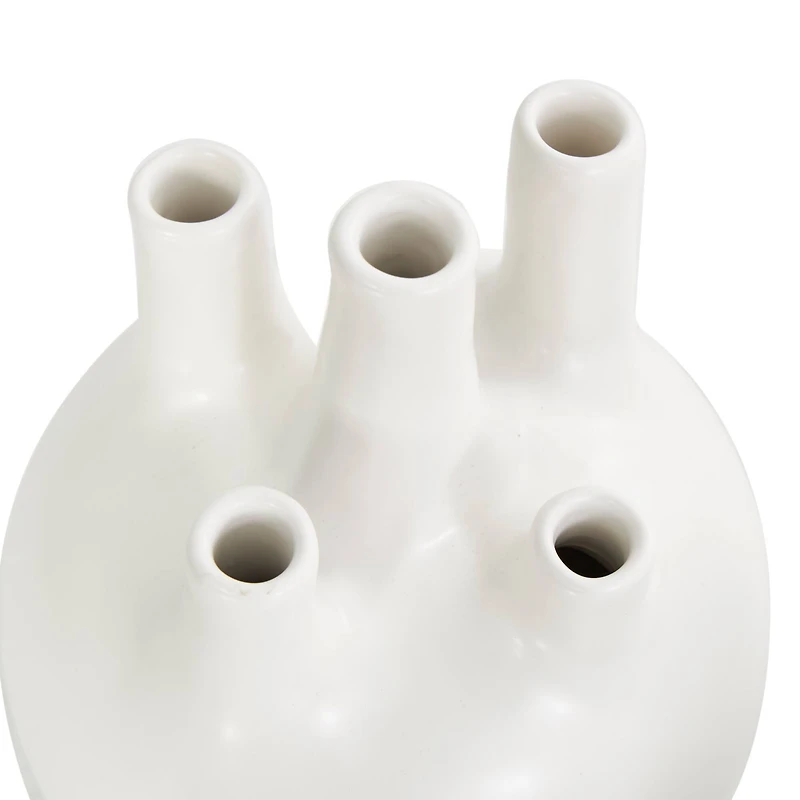 CosmoLiving by Cosmopolitan White Ceramic Round Bud Vase Set with Multiple Openings