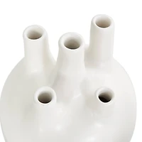 CosmoLiving by Cosmopolitan White Ceramic Round Bud Vase Set with Multiple Openings