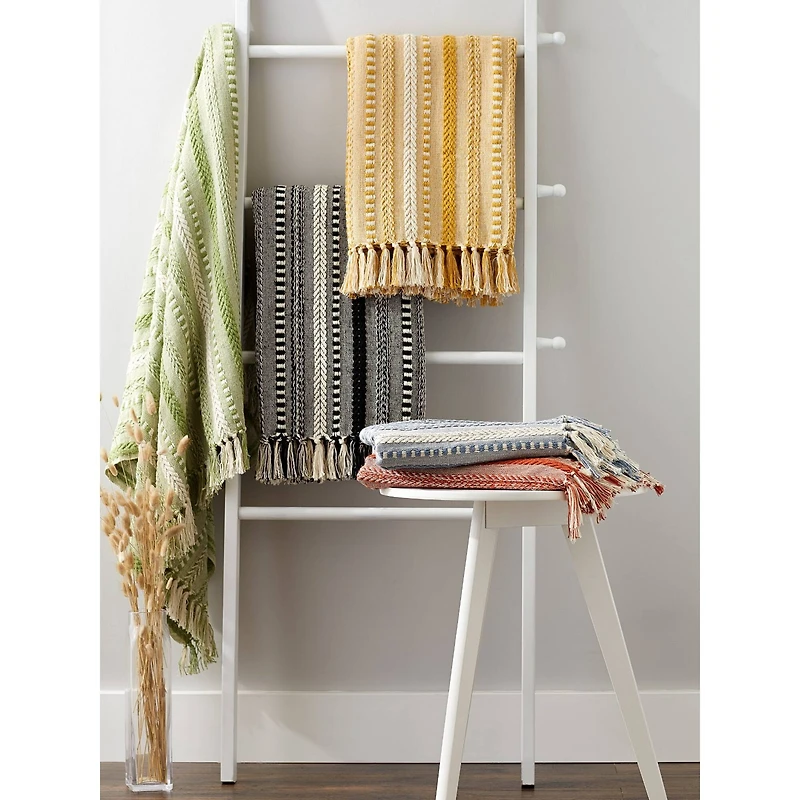 DII® Antique Green Braided Stripe Throw