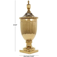 31.5" Gold Ceramic Decorative Jars with Grooves