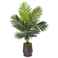 4ft. Kentia Palm Tree in Ribbed Metal Planter