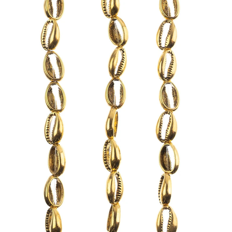 John Bead Antique Gold Metal Cowrie Beads, 16mm
