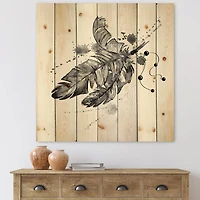 Designart - Black Bird Feathers Impression