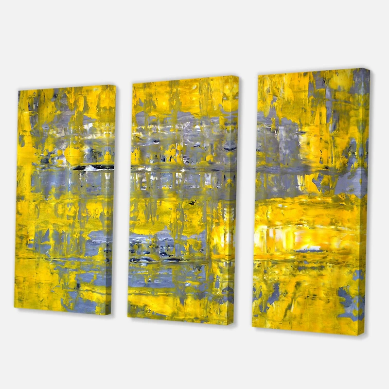 Designart - Yellow Meets Grey Abstract Art I