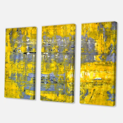 Designart - Yellow Meets Grey Abstract Art I