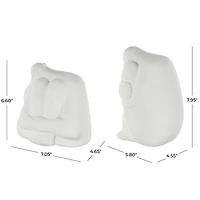 White Abstract Tucked Sitting People Sculpture Set