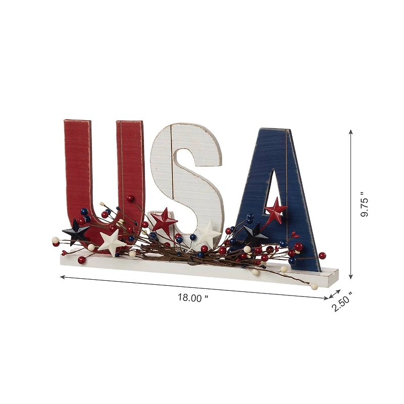 Glitzhome® 18" U.S.A. Wooden Table Decoration