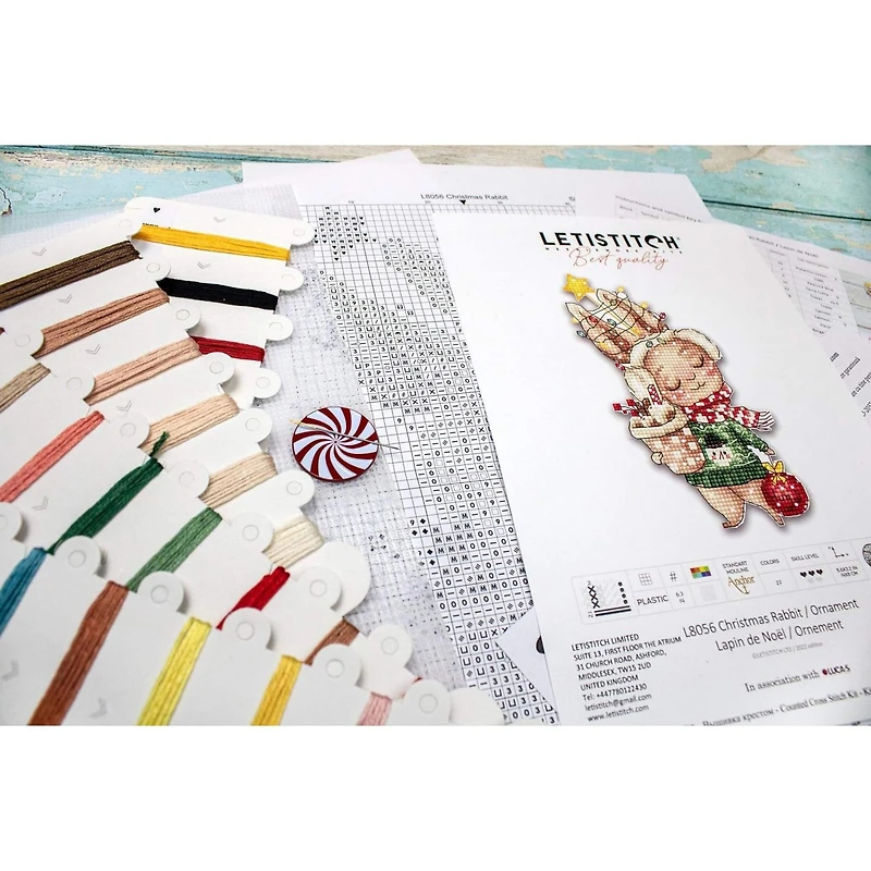 Letistitch Christmas Rabbit Ornament Counted Cross Stitch Kit