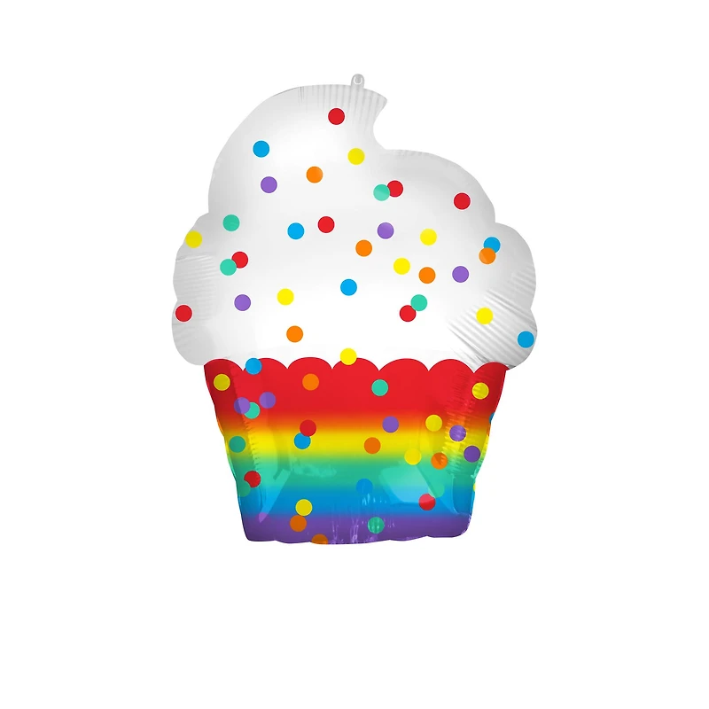 18" Happy Birthday Cupcake Mylar Balloon