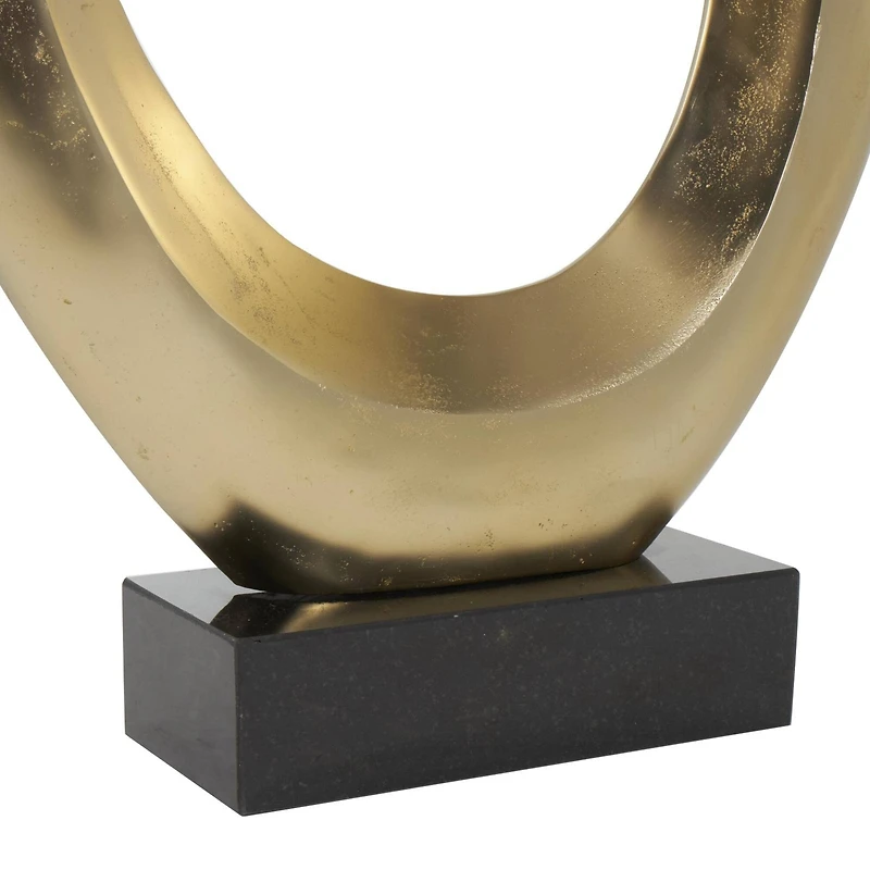 5ft. Gold Abstract Looped Aluminum Floor Sculpture with Black Marble Base