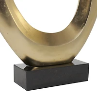 5ft. Gold Abstract Looped Aluminum Floor Sculpture with Black Marble Base