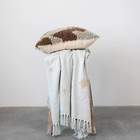 Hello Honey® Gray-Blue Moroccan Designs & Fringe Throw Blanket