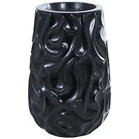 Large Black Wavy Textured Floor Vase