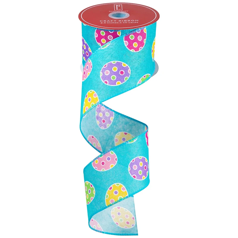2.5" x 10yd. Blue Easter Egg Spring Wired Craft Ribbon