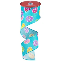 2.5" x 10yd. Blue Easter Egg Spring Wired Craft Ribbon