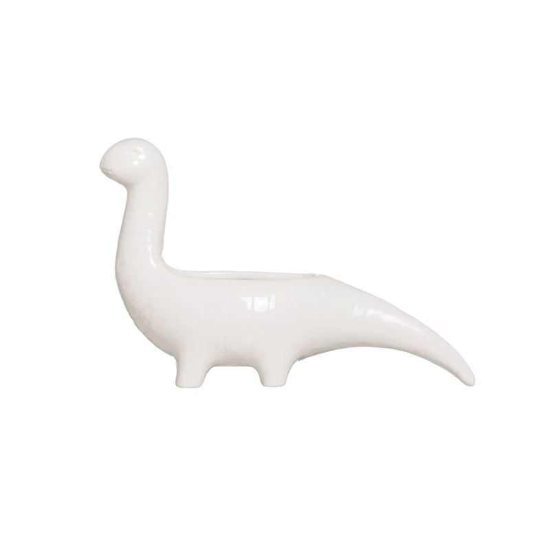 Hello Honey® 10" White Dinosaur Shaped Stoneware Planter