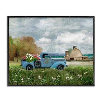 Stupell Industries Vintage Blue Truck in Meadow Framed Giclee Art