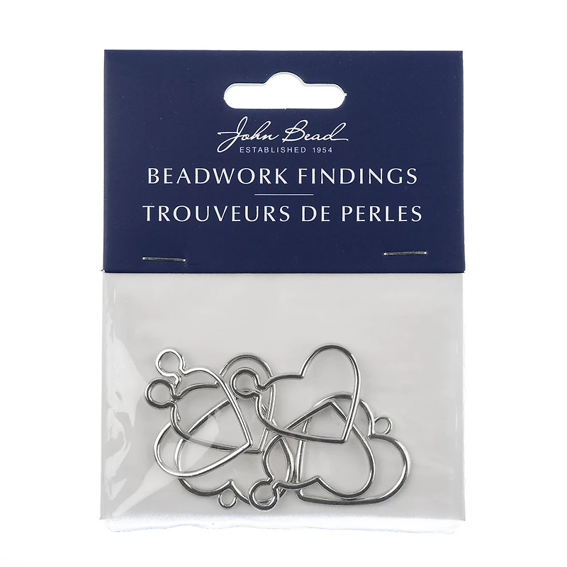 John Bead 25mm Silver Heart Side Link Beadwork Pendants, 6ct.