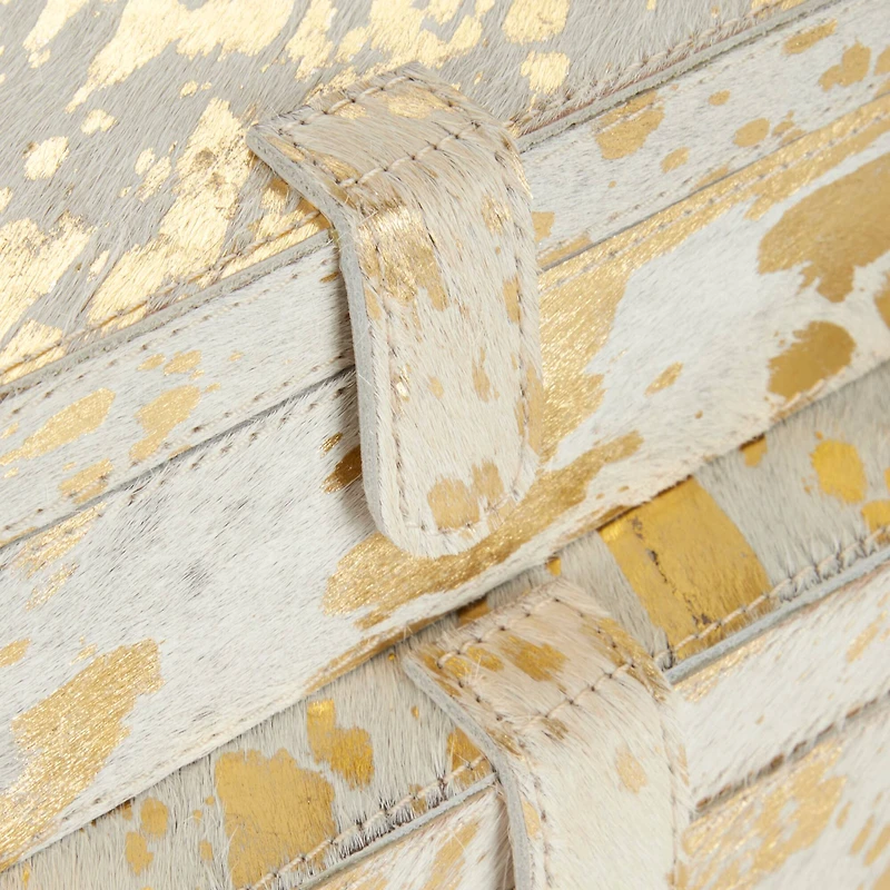 White & Gold Leather Rustic Box Set