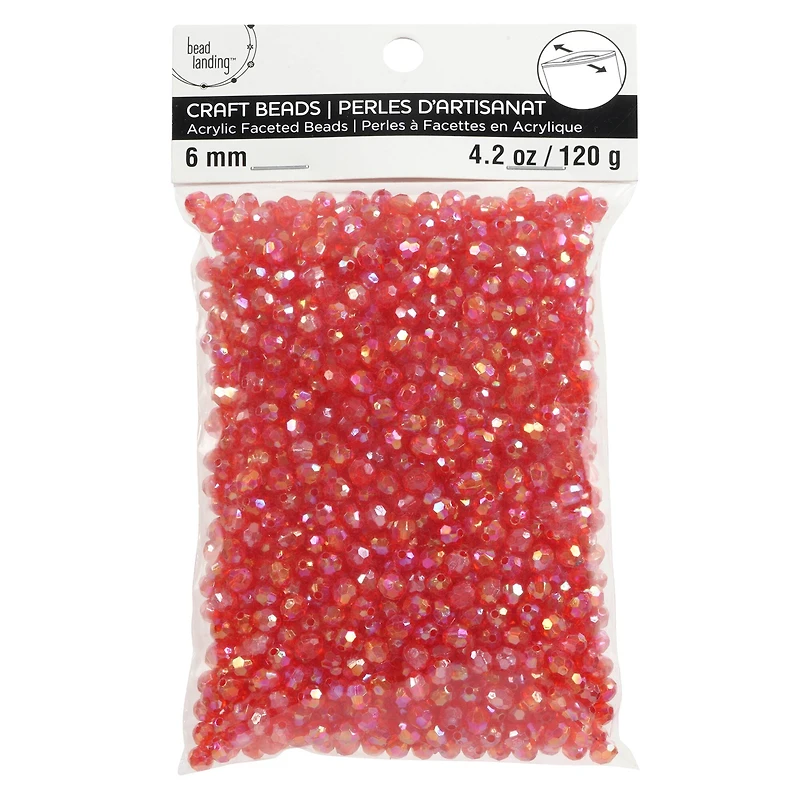 12 Pack: 5.5mm Red AB Faceted Acrylic Round Bead Value Pack by Bead Landing™