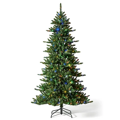 7.5ft. Pre-Lit Green Slim Fir Christmas Tree, Color Changing LED Lights