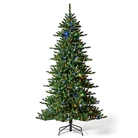 7.5ft. Pre-Lit Green Slim Fir Christmas Tree, Color Changing LED Lights