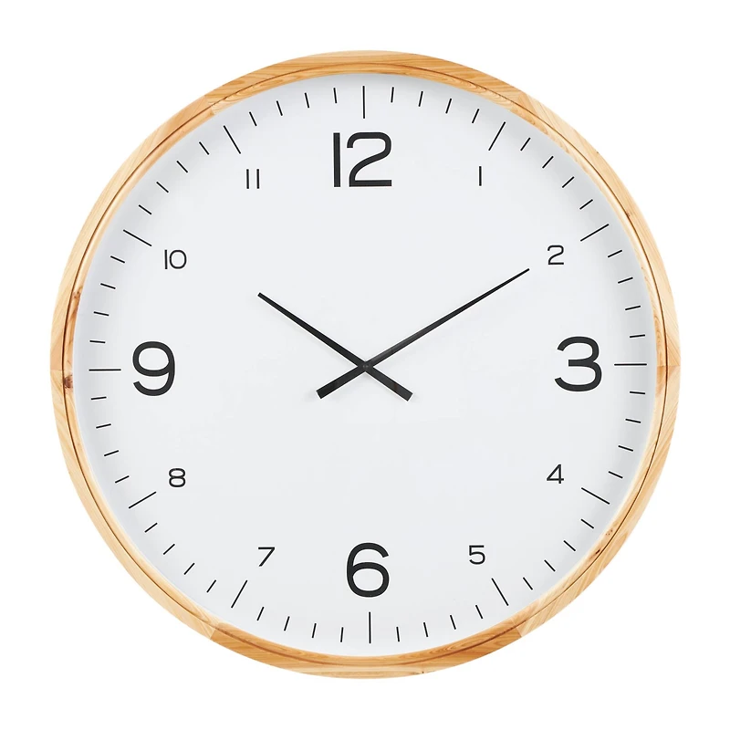 36" Light Brown Framed Wall Clock