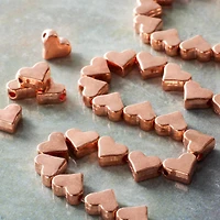 12 Pack: Rose Gold Metal Heart Beads, 6mm by Bead Landing™