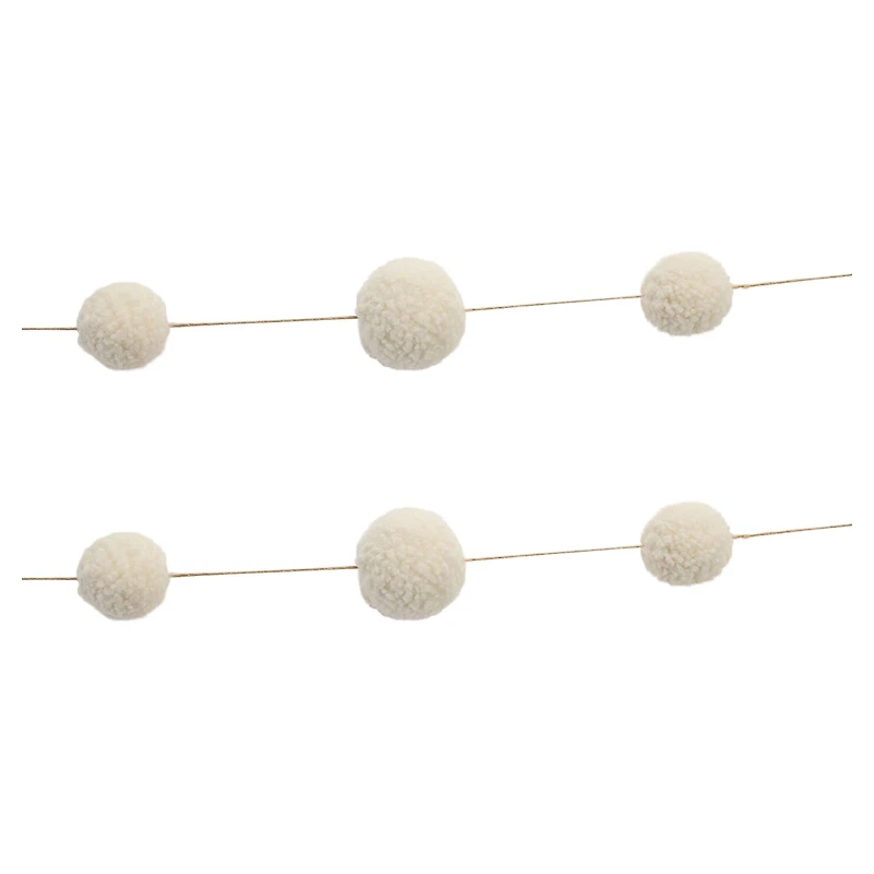 6ft. Ivory Pom Pom String Garlands, 2ct.