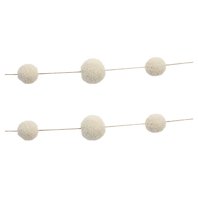 6ft. Ivory Pom Pom String Garlands, 2ct.