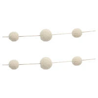 6ft. Ivory Pom Pom String Garlands, 2ct.