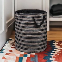 DII® Large Black & Stone Striped Weave Round Paper Storage Basket