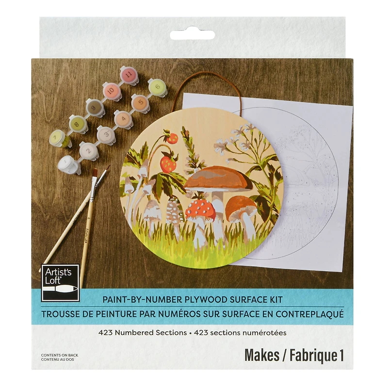 Mushroom Paint-by-Number Plywood Surface Kit by Artist's Loft®