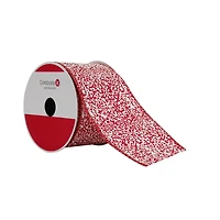 2.5" x 20ft. Red & White Sugar Wired Ribbon by Celebrate It®