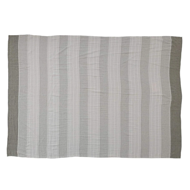 Hello Honey® 84" Cream & Olive Cotton Double Cloth Tablecloth