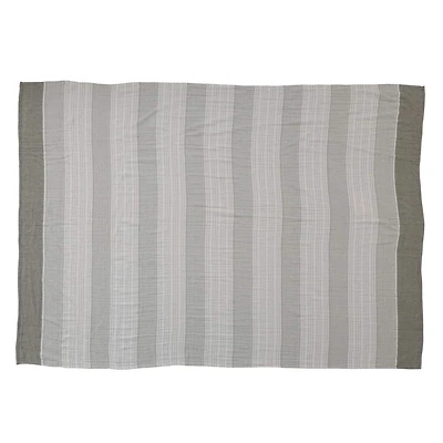 Hello Honey® 84" Cream & Olive Cotton Double Cloth Tablecloth