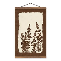 Brown Floral Silhouette 12" x 18" Teak Hanging Canvas