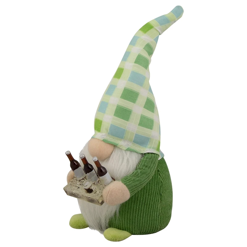 9" Green & Blue Plaid Springtime Gnome