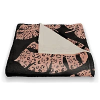 Pink Cheetah Monstera Fleece Throw Blanket