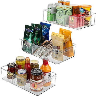 Sorbus 14.5" Clear Storage Organizer Bins with Removable Compartments, 3ct.